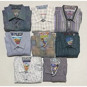 Lot Of 8 Robert Graham Size Small Plaid Button Up Embroidered Flip Cuff Shirt